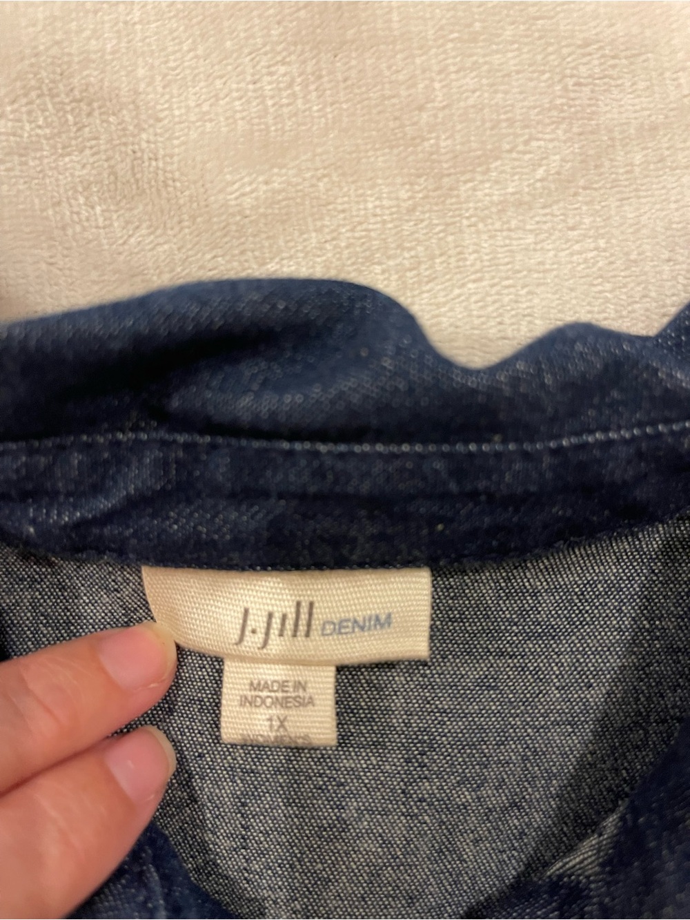 Women's J.Jill Denim Stretch Midi Utility Shirt Dress 1X - Picture 2 of 9